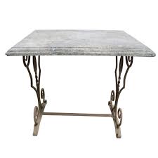 24l x 24w x 24h. 19th Century French Antique Limestone Table With Iron Base Inner Gardens