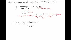 Find The Domain Of Definition Of Y 1 Log Base 10 1 X Sqrt X 2 Youtube