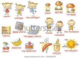 Degrees Comparison Adjectives Pictures Colorful Cartoon