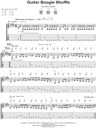 I normaly notate tunes using finale and am fairly new to abc and the abc for this tune did not want to play back correctly on my computer. Guitar Boogie Shuffle Sheet Music To Download And Print
