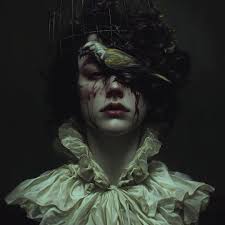 Victorian Woman with Birdcage Wall Art Print or Canvas: Gothic Portrait,  Frame Options