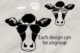 Download Cow Usa Flag Glasses Silhouette Svg 4th July 833s By Hamhamart Thehungryjpeg Com