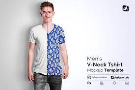 Download Men S V Neck T Shirt Mockup Design Cuts