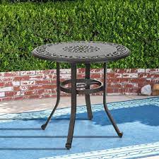 Mf Studio 32 Cast Aluminum Patio Outdoor Bistro Table Round Dining Coffee Tea Small Side End Tables With Frosted Surface For Garden Patio Backyard Walmart In 2021 Bistro Table Outdoor