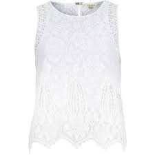 River Island White Lace Sleeveless Tank Top 210 Sar Liked On Polyvore Featuring Tops Shirts Tank T White Lace Tank Top White Lace Top Sleeveless Tank Top
