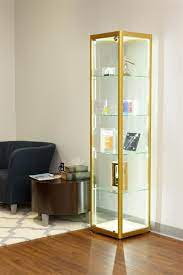 15 5 Glass Display Case Adjustable Shelves Locking Ships Unassembled Gold Glass Shelves Decor Glass Cabinets Display Glass Cabinet Doors
