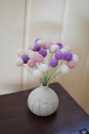 Customizable Felt Ball Flower Bouquet Butterfly Pink Etsy Felt Ball Feminine Nursery Wool Felt