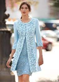 Finally, lace long sleeves can embellish and elevate just about any wedding dress in unexpected ways for an. 2018 New Light Blue Mother Of The Bride Dresses With Jacket Sheath Knee Length Wedding Guest Dress Arabic Short Dress Evening Wear From Cqjiedress 149 25 Dh Bride Clothes Short Wedding