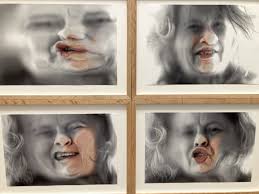 Anne Bean, Twelve face paint prints and twelve scans.