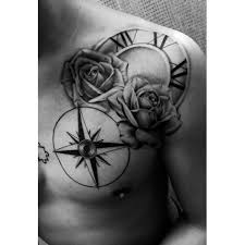 Tattoo Of Compass Roses With Roman Numeral Years On Clock Design On Shoulder And Chest Next To Puzzle Piece Https Rose Tattoos Tattoos Rose Chest Tattoo