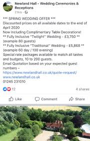 Newland Hall Newlandhall Spring Wedding Offer Discounted Prices On All Available Dates To The End Wedding Venues Essex Twilight Wedding Spring Wedding