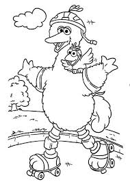 The free coloring sheets can be used by educators or simply by children who love birds. Big Bird And Roller Blade In Sesame Street Coloring Page Color Luna
