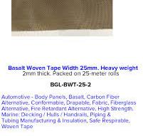 Basalt Woven Tape Width 25mm. Heavy weight