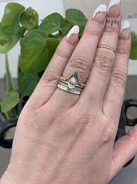 How To Stack Pear Engagement Rings Engagement Ring Shapes Pear Engagement Ring Stacked Wedding Rings