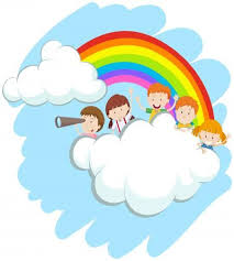 تصميم اطفال فوق السحاب مع قوس قزح Sunday School Crafts For Kids School Murals Cartoon Kids