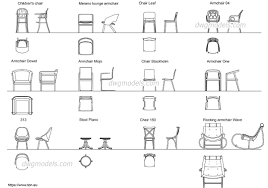 Models of chairs and armchairs top view in autocad. Armchairs And Chairs Premium Furniture Autocad Blocks