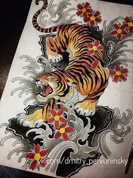 Pervuninsky Dmitry Customrose Tattoo Tattoo Sketch Yaponskaya Tatuirovka Japanese Tiger Tattoo Japanese Tattoo Tiger Tattoo Sleeve