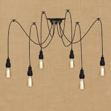 Industrial Multi Light Pendant With Adjustable Cord Spider Pendant Light In Black Finish Susuohome Com
