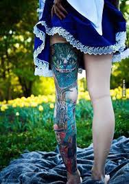 The alice in wonderland themed mug now available on etsy click the link below ☕☕☕ etsy.me/33gjpiz. Alice Leg Sleeve Wonderland Tattoo Girl Tattoos Leg Tattoos