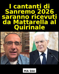 Sanremo: un momento speciale al Quirinale per cantanti e conduttori 🎤 Per  la prima volta nella storia del Festival di Sanremo, i protagonisti saranno  accolti al Quirinale dal presidente della Repubblica, Sergio