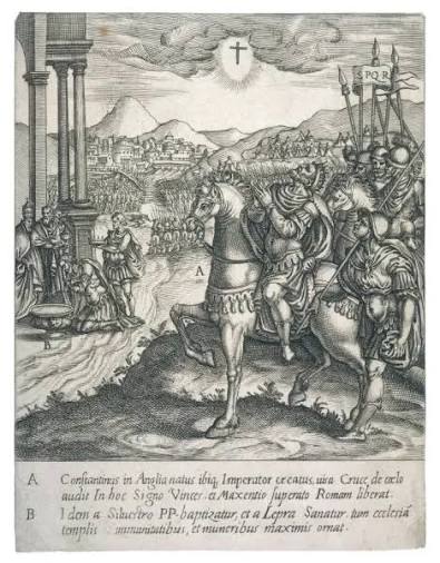 Framed Print of Constantine and the Cross: A Historic Print of Victory.  Framed Print from Mary Evans