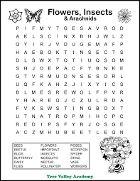 Flowers Insects Arachnids Word Search For Kids Word Puzzles For Kids Printable Puzzles For Kids Free Printable Word Searches