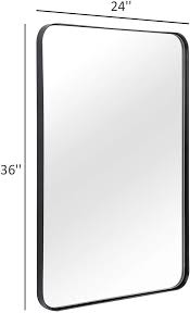 Aryn matte black metal 20 x 42 1/4 rectangular wall mirror. Amazon Com Andy Star Wall Mirror For Bathroom 24x36 Inch Black Bathroom Mirror Stainless Steel Meta Mirror Wall Bathroom Glass Panel Wall Black Mirror Frame