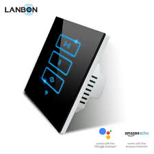 Lanbon Ceiling Curtain Smart Switch Wall Control 1 2 3 Gang Smart Home Controller Remote Control Touch Smart Switches Smart Dimmer Switch Smart Home Automation
