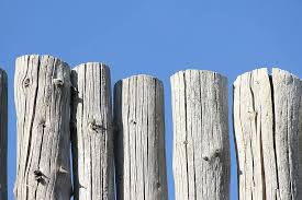 Set the panel and its two posts into the first two footings. Poles Wood Fence Worn Faded Sun Bleached Blue Sky Natural Bleached Pikist