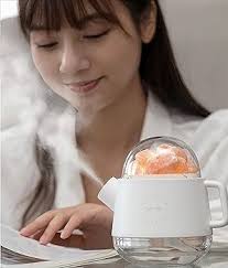 Larissa Kettle Shape Essential Oil Diffuser，Himalayan Crystal Salt Stone  Humidifier, Ultrasonic Aroma Diffusers Humidifier Include Salt Stone,  Colorful Lights for Home Bedroom Gifts. FBA(White) (A04) : Buy Online at  Best Price in
