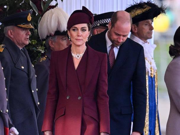 Kate Middleton joins Prince William at ceremonial welcome for Qatari state  visit
