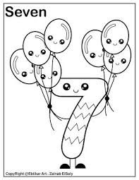 Number 7 Holding Balloons Coloring Page Preschool Coloring Pages Coloring Pages Numbers Preschool