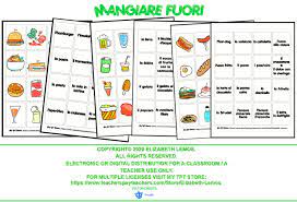 Mangiare Fuori Vocabolario E Giochi Italian Flash Cards Cards Mini Posters Flashcards Summer Vocabulary Digital Printables