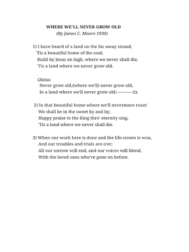 Where We'll Never Grow Old Lyrics | PDF