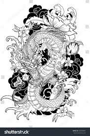 Art and culture take heavily from the myths that came several years ago. Hand Drawn Dragon Tattoo Coloring Book Japanese Style Dragon Tattoo Colour Tattoo Coloring Book Tattoo Design Drawings