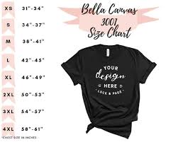 Bella Canvas 3001 Size Chart T Shirt Mockup Flat Lay