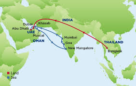 Roads, streets and buildings on satellite photos; Map Pr 27386 Cel Bangkok Dubai India 2018 Enrichment Journeys