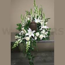 W Flowers Product Funeral Urn White Flowers Arrangement Funeral Flowers Funeral Flower Arrangements Flower Urn