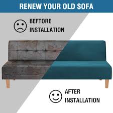 A sofa bed helps you lounge all day, and doubles up as a suitable sleeping spot at night; Buy Real Velvet Futon Cover Armless Sofa Covers Sofa Bed Covers Stretch Futon Couch Cover Sofa Slipcover Furniture Protector Feature Thick Soft Cozy Velvet Fabric Form Fitted Stay In Place Deep Teal