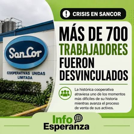 🥛 SANCOR, EN SU PEOR CRISIS: DESPIDIÓ A 736 TRABAJADORES Y ESPERA LA VENTA DE SUS ACTIVOS SanCor atraviesa el momento más crítico de sus 90 años de historia tras la quiebra