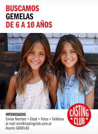 CASTING en BUENOS AIRES: Se buscan GEMELAS de 6 a 10 años para COMERCIAL