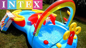 Intex Rainbow Ring Inflatable Play Center Pool Setup Tutorial Youtube