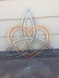 Celtic Knot And Heart Metal Art Celtic Knot Home Decor Trinity Knot Wall Hanging Double Heart Celtic Knot Sign Sacred Geometry Artwork Metal Art Celtic Knot Sacred Geometry