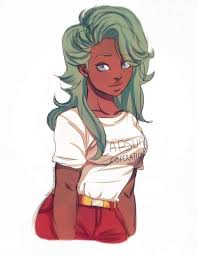 Green Hair Capsule Corporatipn Black Girl Cartoon Black Girl Art Black Anime Characters