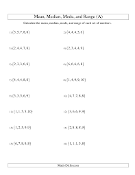 Data Management Worksheet Mean Median Mode And Range Sorted Sets Sets Of 5 From 1 To 10 In 2021 Math Practice Worksheets Math Addition Worksheets Mean Median And Mode