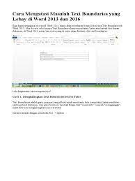 Di word 2016 text boundaries bukanlah default dalam tampilan view, print layout. Mengatasi Text Boundaries Word 2016 Nasi