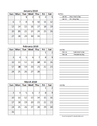 Free 2019 Quarterly Calendar Spreadsheet Free Printable Templates