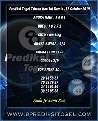 Prediksi Togel Taiwan Hari Ini 15 Oktober 2019 Manila Singapura Oktober