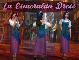 We Re Looking For La Esmeralda Never Heard Of Her A Dress Inspired By Esmeralda S Dress In The Stage Version Of The Hunchback Sims 4 Dresses Sims 4 Sims