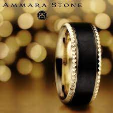 8mm 14k Yellow Gold Men S Wedding Band With A Black Titanium Center Cf448527bkty Benchmarkrings Ring Rings Diamonds Diamond Fiance Weddingring Bli